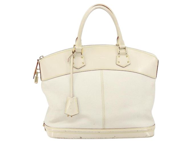 LOUIS VUITTON Borsa a Mano Suhari Lockit MM Pelle Bianca M91874 LV Auth 169782 Bianco - vista 13