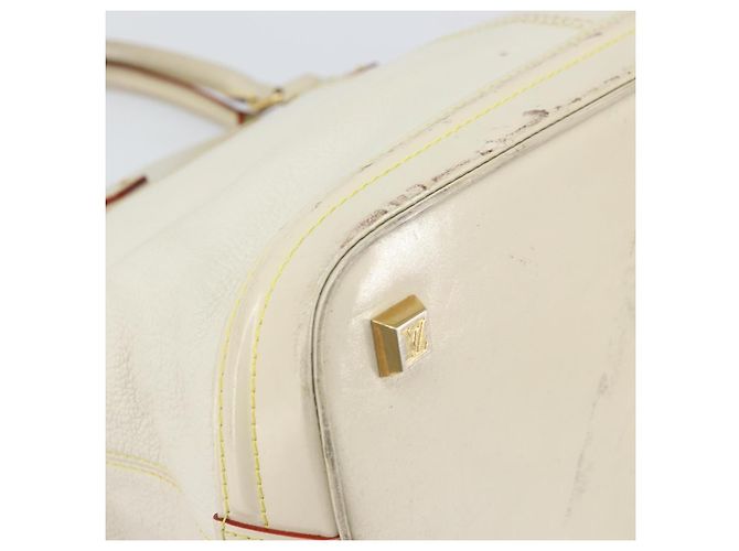 LOUIS VUITTON Borsa a Mano Suhari Lockit MM Pelle Bianca M91874 LV Auth 169782 Bianco - vista 15