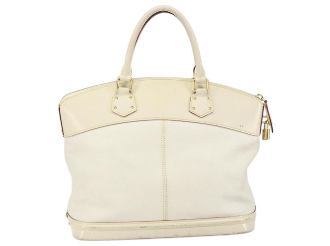 LOUIS VUITTON Borsa a Mano Suhari Lockit MM Pelle Bianca M91874 LV Auth 169782 Bianco - vista 2