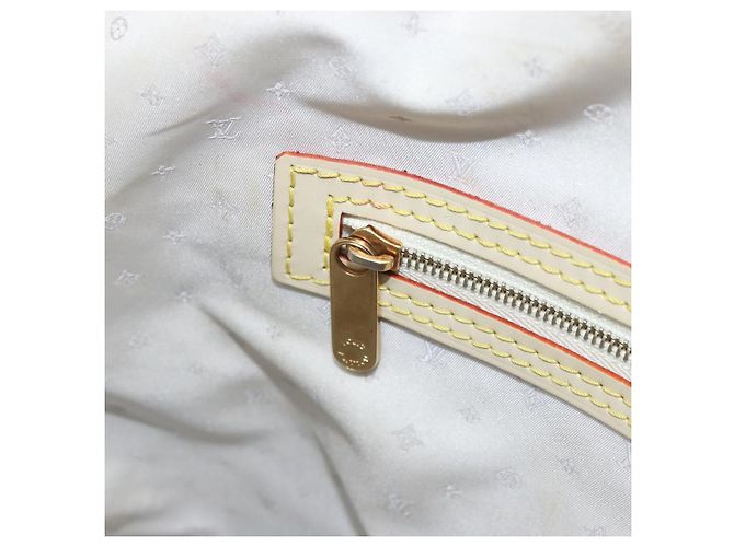 LOUIS VUITTON Borsa a Mano Suhari Lockit MM Pelle Bianca M91874 LV Auth 169782 Bianco - vista 23