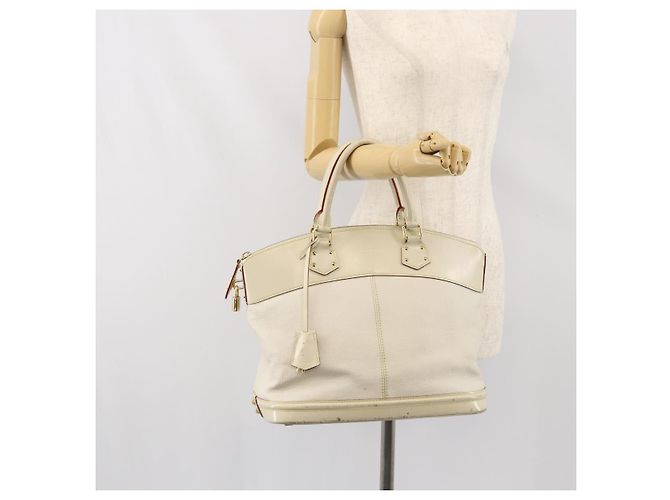 LOUIS VUITTON Borsa a Mano Suhari Lockit MM Pelle Bianca M91874 LV Auth 169782 Bianco - vista 26