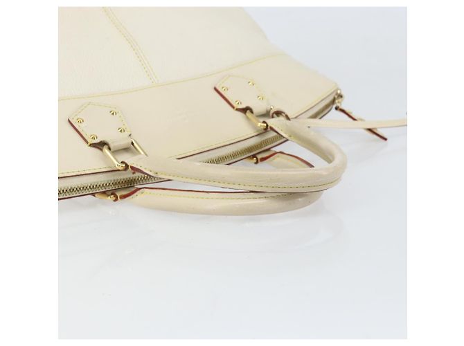LOUIS VUITTON Borsa a Mano Suhari Lockit MM Pelle Bianca M91874 LV Auth 169782 Bianco - vista 7