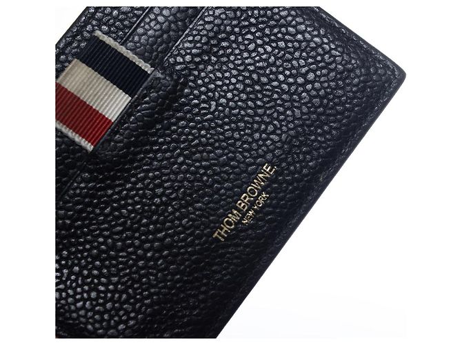 Thom Browne, schwarzer Lederkartenhalter - Ansicht 3
