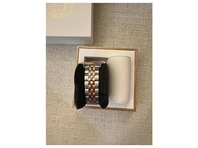 Versace Damenuhr mit blauem Zifferblatt und bicolor-Armband Silber Golden - Ansicht 3