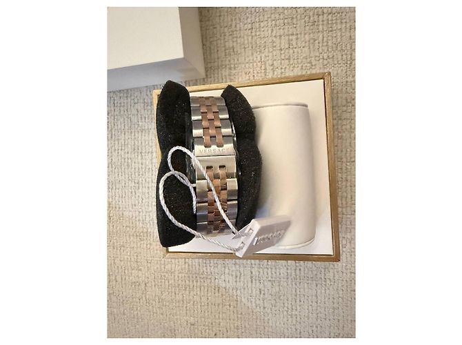 Versace Damenuhr mit blauem Zifferblatt und bicolor-Armband Silber Golden - Ansicht 4