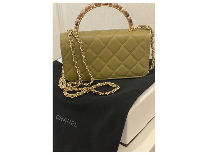 Coco Handle CHANEL Borsa in pelle Timeless Classique con manico superiore Verde oliva - vista 2