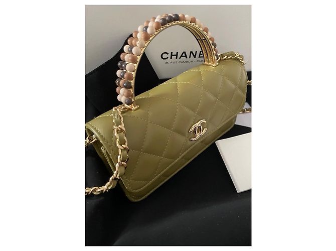 Coco Handle CHANEL Borsa in pelle Timeless Classique con manico superiore Verde oliva - vista 3