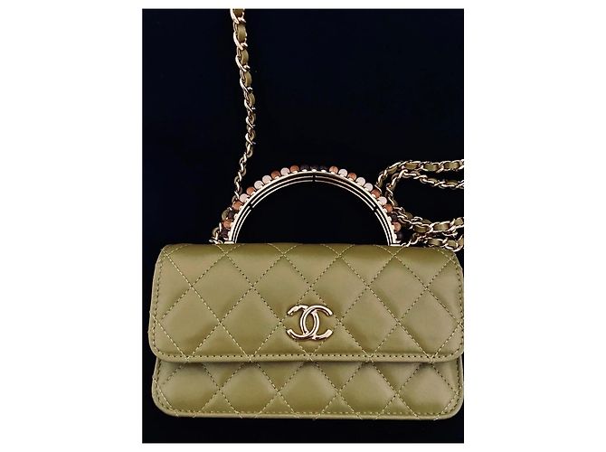 Coco Handle CHANEL Borsa in pelle Timeless Classique con manico superiore Verde oliva - vista 4