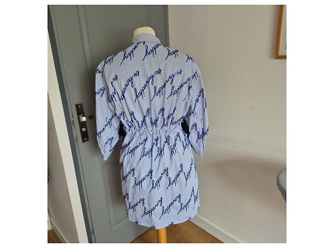 Abito camicia a righe Sandro con iscrizione Bianco Blu - vista 2