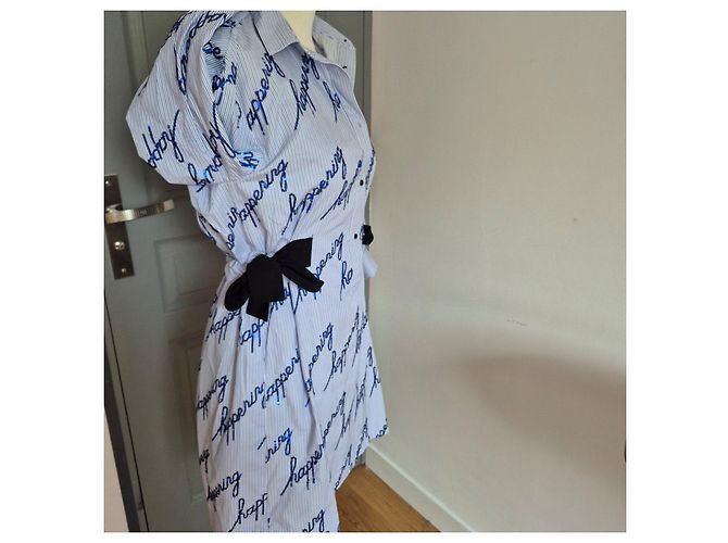 Abito camicia a righe Sandro con iscrizione Bianco Blu - vista 3