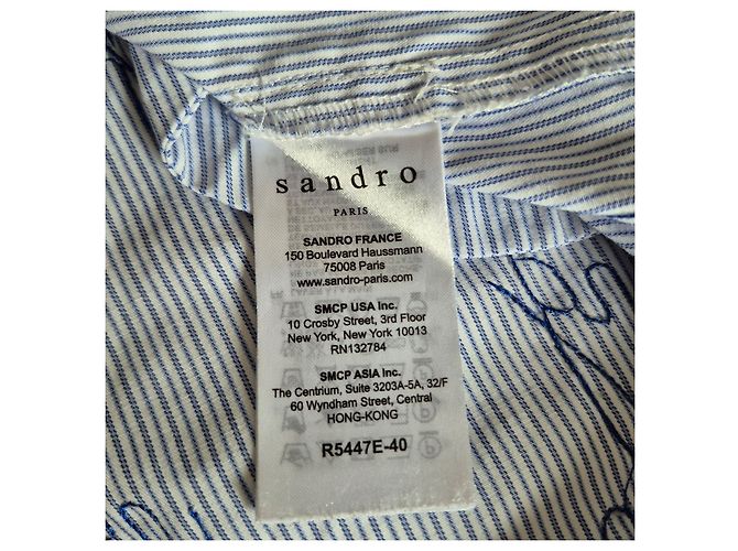 Abito camicia a righe Sandro con iscrizione Bianco Blu - vista 5