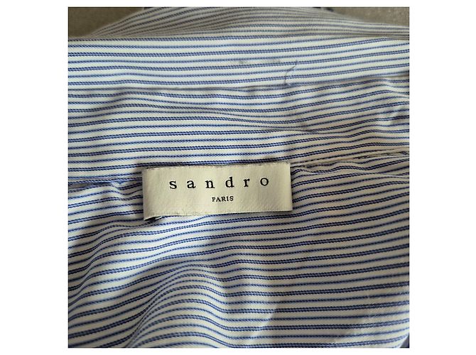 Abito camicia a righe Sandro con iscrizione Bianco Blu - vista 7