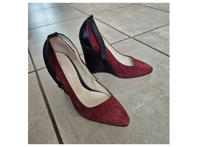 The Kooples Scarpe con tacco a zeppa bordeaux e nere Nero Rosso - vista 2