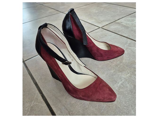 The Kooples Scarpe con tacco a zeppa bordeaux e nere Nero Rosso - vista 3