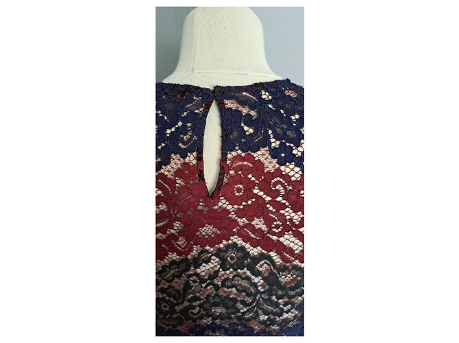 Abito in Pizzo Multicolore di Sandro Nero Bianco Bordò Blu scuro - vista 3