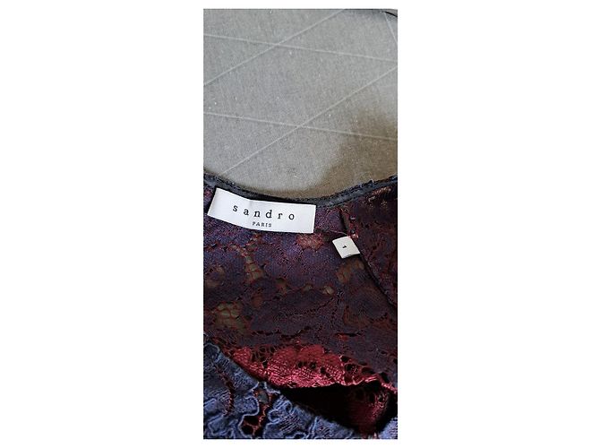 Abito in Pizzo Multicolore di Sandro Nero Bianco Bordò Blu scuro - vista 5