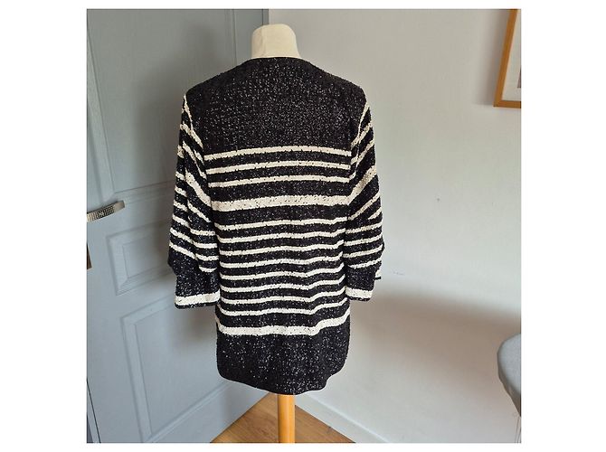 Autre Marque Giacca a righe bianco e nera di H&M decorata con paillettes Nero - vista 4