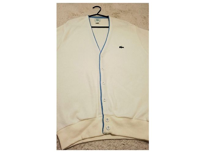 Cardigan Izod Lacoste de algodón blanco con bordes azules Beige - vista 11