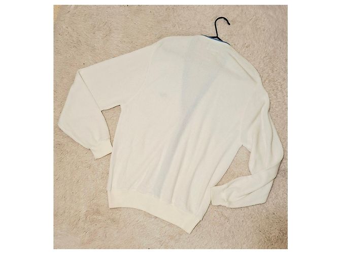 Cardigan Izod Lacoste de algodón blanco con bordes azules Beige - vista 15