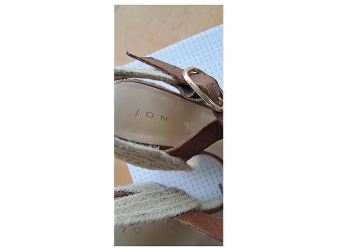 Jonak Sandali con zeppa in pelle marrone - vista 4