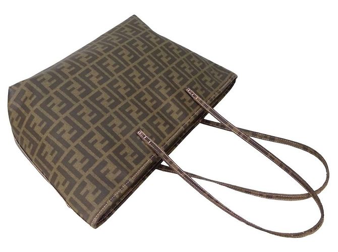 Fendi Zucca-Muster braune und gelbe Tragetasche - Ansicht 3
