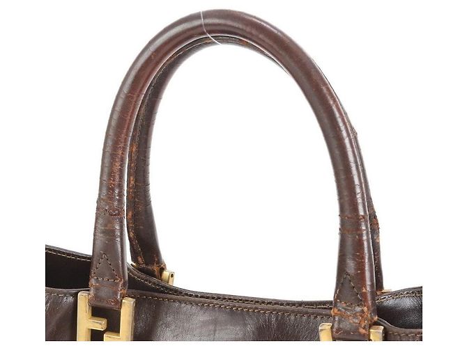 Fendi Zucca-Muster goldbraune Leder-Tote Golden - Ansicht 3