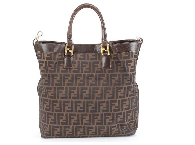 Fendi Zucca-Muster goldbraune Leder-Tote Golden - Ansicht 5