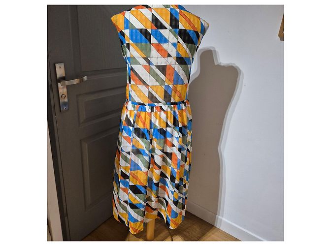 Vestido Sandro de estampado geométrico Negro Blanco Azul Multicolor Verde Naranja Amarillo - vista 2
