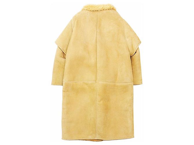 Céline Abrigo de lana y piel de cordero Celine Beige Camello - vista 14