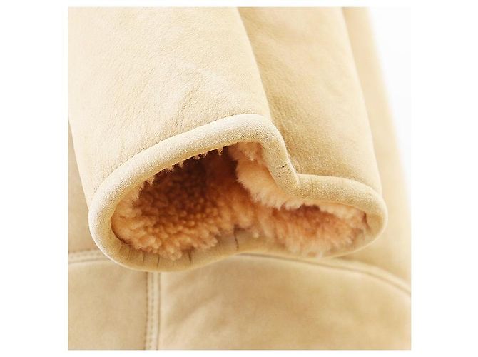 Céline Abrigo de lana y piel de cordero Celine Beige Camello - vista 15