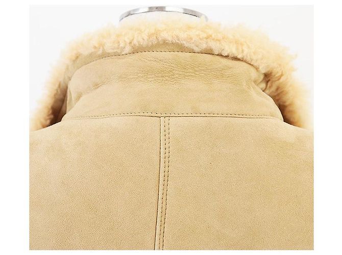 Céline Abrigo de lana y piel de cordero Celine Beige Camello - vista 17