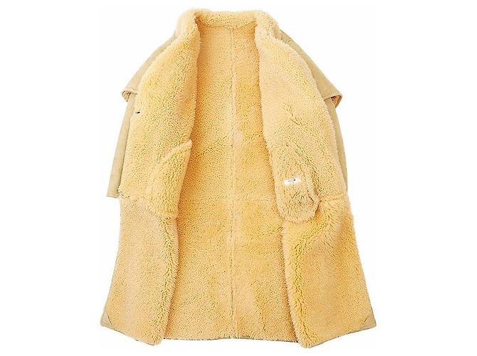 Céline Abrigo de lana y piel de cordero Celine Beige Camello - vista 7