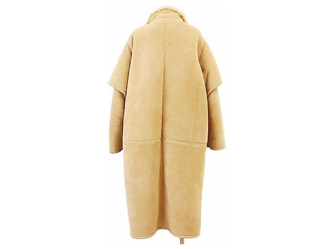 Céline Abrigo de lana y piel de cordero Celine Beige Camello - vista 8