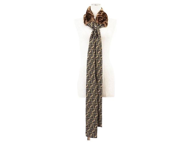 Fendi FENDI ROMA Maxi Lenço de Seda Wrappy Marrom - vista 2