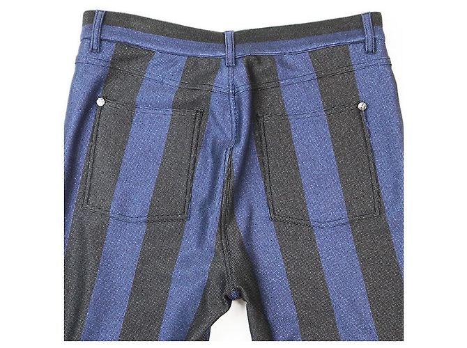 Timeless Pantaloni Chanel con strisce metalliche, zip e spacco Nero Blu Blu navy - vista 11