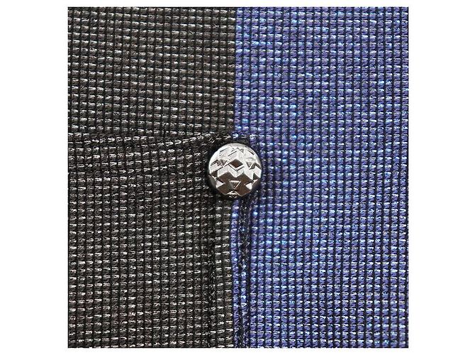 Timeless Pantaloni Chanel con strisce metalliche, zip e spacco Nero Blu Blu navy - vista 12