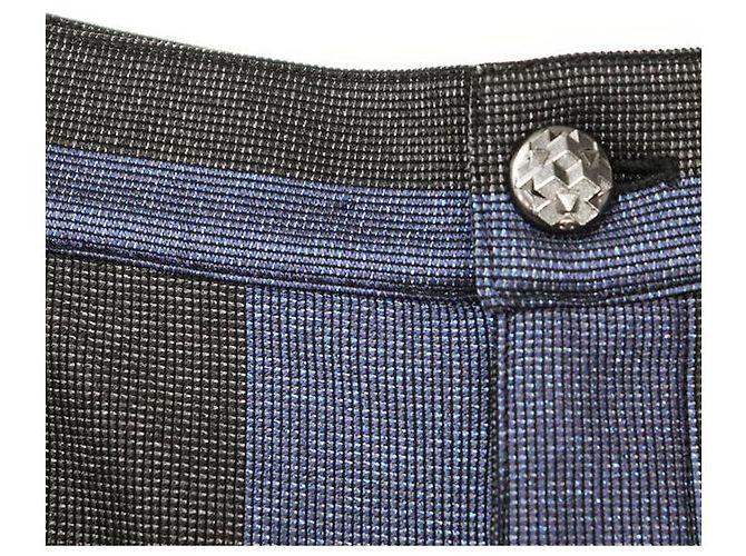 Timeless Pantaloni Chanel con strisce metalliche, zip e spacco Nero Blu Blu navy - vista 3