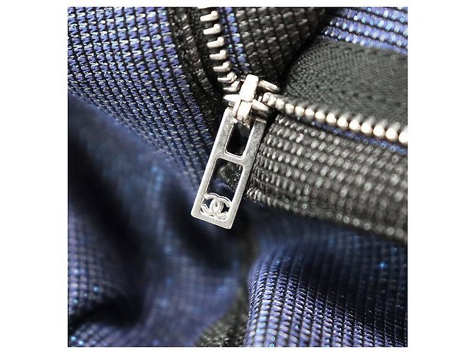 Timeless Pantaloni Chanel con strisce metalliche, zip e spacco Nero Blu Blu navy - vista 5