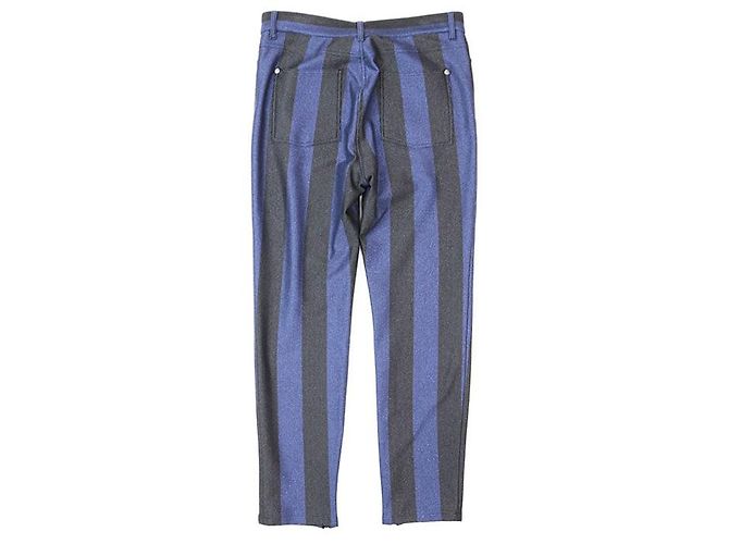 Timeless Pantaloni Chanel con strisce metalliche, zip e spacco Nero Blu Blu navy - vista 6