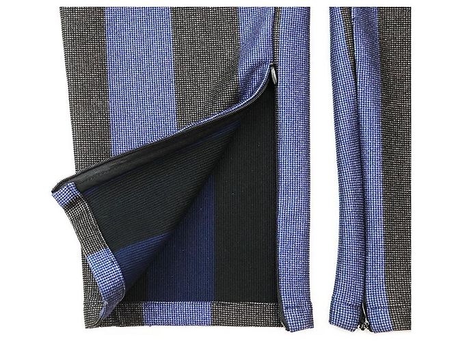 Timeless Pantaloni Chanel con strisce metalliche, zip e spacco Nero Blu Blu navy - vista 9