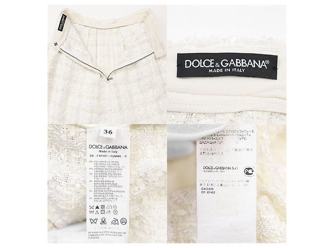 Falda de tweed con bordado floral de Dolce & Gabbana Crudo - vista 10