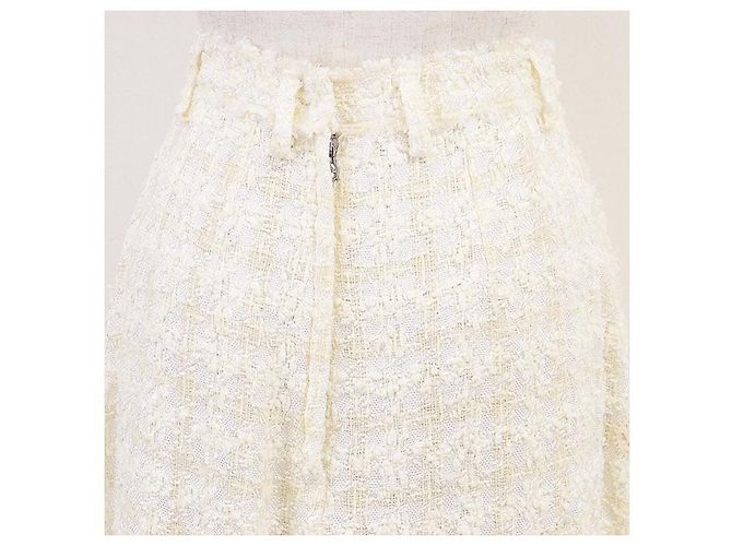 Falda de tweed con bordado floral de Dolce & Gabbana Crudo - vista 7