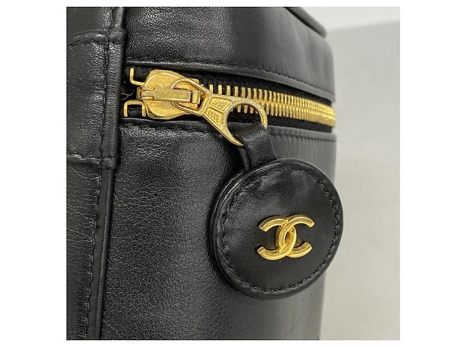 Vanity Chanel Bicolor Leder Kosmetiktasche Schwarz - Ansicht 12