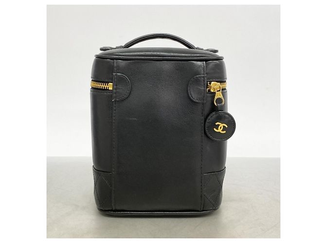 Vanity Chanel Bicolor Leder Kosmetiktasche Schwarz - Ansicht 14