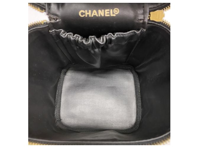 Vanity Chanel Bicolor Leder Kosmetiktasche Schwarz - Ansicht 4