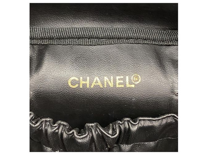 Vanity Chanel Bicolor Leder Kosmetiktasche Schwarz - Ansicht 5