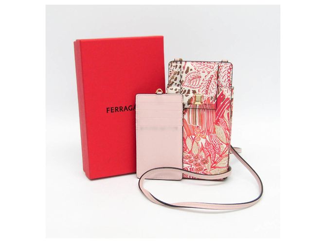 Pouch per telefono Vara Salvatore Ferragamo JP-22 0381 Rosa Rosso Bianco sporco - vista 2