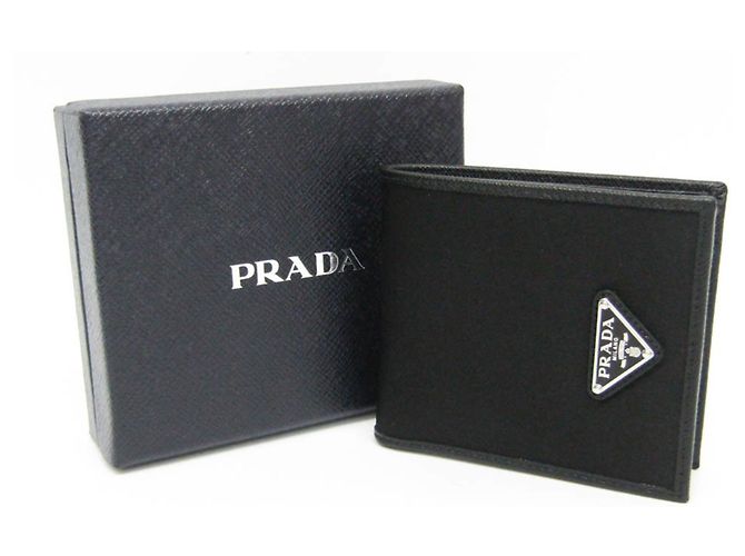 Prada Saffiano Tessuto Bi-Fold Wallet in Black - view 2