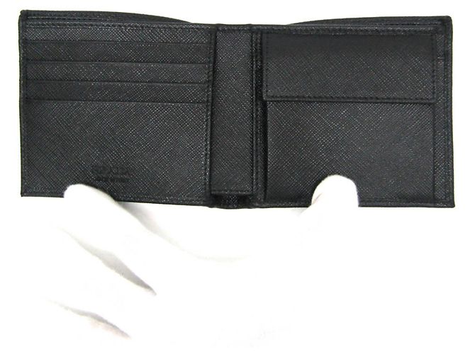 Prada Saffiano Tessuto Bi-Fold Wallet in Black - view 4