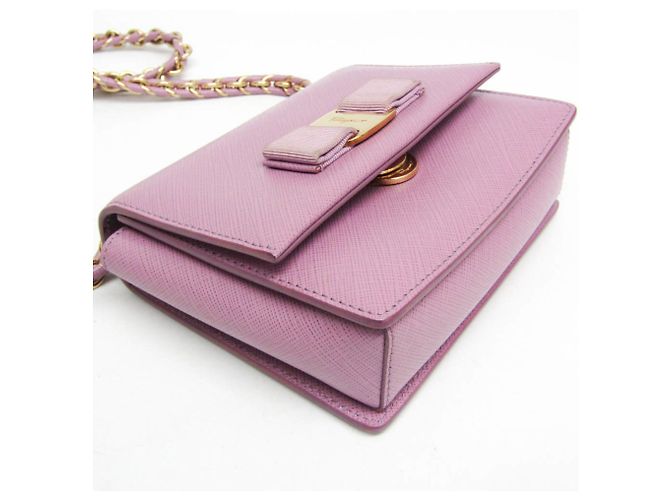 Borsa a Spalla Vara Mini Chain di Salvatore Ferragamo Porpora - vista 4